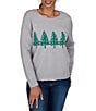 Ruby Rd. Petite Size Jacquard Knit Christmas Tree Scoop Neck Long Sleeve Top - Image 1