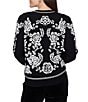Ruby Rd. Petite Size Jacquard Knit Ivory Rose Crew Neck Long Sleeve Sweater - Image 2