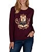 Ruby Rd. Petite Size Jacquard Knit Regal Corgi Scoop Neck Long Sleeve Sweater - Image 1
