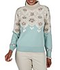 Ruby Rd. Petite Size Jacquard Knit Soft Floral Motif Fair Isle Turtle Neck Long Sleeve Sweater - Image 1