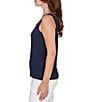 Ruby Rd. Petite Size Jersey Knit Reversible Neck Sleeveless Tank, Color:Navy - Image 3