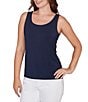 Ruby Rd. Petite Size Jersey Knit Reversible Neck Sleeveless Tank, Color:Navy - Image 4