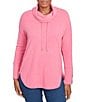 Ruby Rd. Petite Size Knit Cowl Neck Long Sleeve Cozy Top, Color:Bright Pink Heather - Image 1