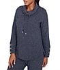 Ruby Rd. Petite Size Knit Cowl Neck Long Sleeve Cozy Top, Color:Indigo - Image 4