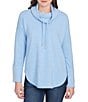 Ruby Rd. Petite Size Knit Cowl Neck Long Sleeve Cozy Top, Color:Bluebell - Image 1