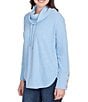 Ruby Rd. Petite Size Knit Cowl Neck Long Sleeve Cozy Top, Color:Bluebell - Image 4