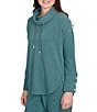 Ruby Rd. Petite Size Knit Cowl Neck Long Sleeve Cozy Top, Color:Forest - Image 4