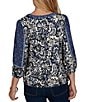 Ruby Rd. Petite Size Knit English Foliage Embroidered Split Round Neck 3/4 Sleeve Top - Image 2
