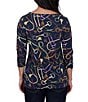 Ruby Rd. Petite Size Knit Equestrian Tassel Allover Print Boat Neck 3/4 Sleeve Top - Image 5