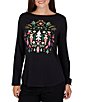 Ruby Rd. Petite Size Knit Festive Nutcracker Boat Neck Long Sleeve Top - Image 1