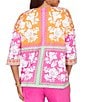 Ruby Rd. Petite Size Knit Floral Patchwork Print V-Neck 3/4 Sleeve Top - Image 2