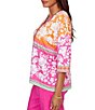 Ruby Rd. Petite Size Knit Floral Patchwork Print V-Neck 3/4 Sleeve Top - Image 3