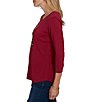 Ruby Rd. Petite Size Knit Pawsitive Charming Dogs Crew Neck 3/4 Sleeve Top - Image 3