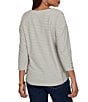Ruby Rd. Petite Size Knit Stripe Boat Neck 3/4 Sleeve Top - Image 2