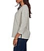 Ruby Rd. Petite Size Knit Stripe Boat Neck 3/4 Sleeve Top - Image 3