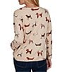 Ruby Rd. Petite Size Knit Tiny Dog Boat Neck Long Sleeve Sweater - Image 2