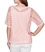 Ruby Rd. Petite Size Lace Layered Tonal Tank Open-Work Knit Top - Image 2