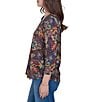 Ruby Rd. Petite Size Lightweight Knit Floral Scoop Neck 3/4 Sleeve Solid Trim Pullover - Image 3