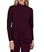 Ruby Rd. Petite Size Luxe Rib Knit Split Cowl Neck Long Sleeve Pullover - Image 1