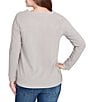 Ruby Rd. Petite Size Luxe Rib Knit V-Neck Long Sleeve Popover Top, Color:Grey Heather - Image 2
