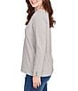 Ruby Rd. Petite Size Luxe Rib Knit V-Neck Long Sleeve Popover Top, Color:Grey Heather - Image 3