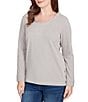 Ruby Rd. Petite Size Luxe Rib Knit V-Neck Long Sleeve Popover Top, Color:Grey Heather - Image 4