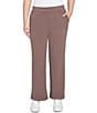 Ruby Rd. Petite Size Luxe Ribbed Wide-Leg Pull-On Coordinating Pants, Color:Espresso - Image 1