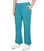Ruby Rd. Petite Size Luxe Ribbed Wide-Leg Pull-On Coordinating Pants, Color:Teal - Image 4