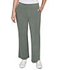 Ruby Rd. Petite Size Luxe Ribbed Wide-Leg Pull-On Coordinating Pants, Color:Loden - Image 1
