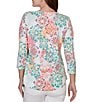 Ruby Rd. Petite Size Medallion Floral Envelope Neck 3/4 Sleeve Top - Image 2