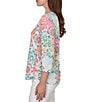 Ruby Rd. Petite Size Medallion Floral Envelope Neck 3/4 Sleeve Top - Image 3