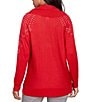 Color:LIpstick - Image 2 - Petite Size Metallic Detail Cowl Neck Embellished Sleeve Pullover Sweater