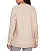 Color:Oat Multi - Image 2 - Petite Size Metallic Detail Cowl Neck Embellished Sleeve Pullover Sweater