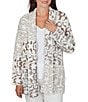 Ruby Rd. Petite Size Mixed Yarn Ornate Motif Jacquard Shawl Collar Long Sleeve Open Front Cardigan - Image 1