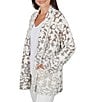 Ruby Rd. Petite Size Mixed Yarn Ornate Motif Jacquard Shawl Collar Long Sleeve Open Front Cardigan - Image 3
