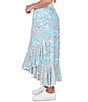 Color:Aruba Blue Multi - Image 4 - Petite Size Paisley Tile Print Ruffle Hem Pull-On Skirt