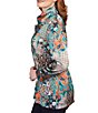 Color:Teal Multi - Image 4 - Petite Size Patchwork Paisley Print Charmeuse Concealed Zipper Front Anorak Jacket