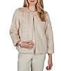 Ruby Rd. Petite Size Plush Faux Fur Round Neck Bracelet Length Sleeve Jacket - Image 1