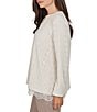 Ruby Rd. Petite Size Pointelle Chenille Knit Round Neck Long Sleeve Top - Image 3
