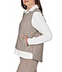 Ruby Rd. Petite Size Quilted Cable Knit Spread Collar Long Sleeve Zip Front Jacket - Image 3