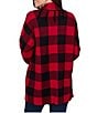 Ruby Rd. Petite Size Red Black Buffalo Plaid Shawl Collar Long Sleeve Fringe Open Front Cardigan - Image 2