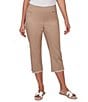 Ruby Rd. Petite Size Relaxed Fringe Hem Pull-On Denim Pants - Image 1