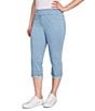 Ruby Rd. Petite Size Relaxed Fringe Hem Pull-On Denim Pants - Image 4