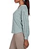 Ruby Rd. Petite Size Ribbed Knit Horseshoe Neck 3/4 Sleeve Combo Top - Image 3