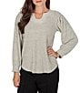 Ruby Rd. Petite Size Ribbed Knit Horseshoe Neck 3/4 Sleeve Combo Top - Image 4
