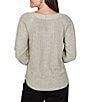 Ruby Rd. Petite Size Ribbed Knit Horseshoe Neck 3/4 Sleeve Combo Top - Image 5