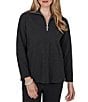 Ruby Rd. Petite Size Ribbed Knit Quarter Zip Mock Neck Long Sleeve Top - Image 1
