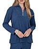 Ruby Rd. Petite Size Ribbed Knit Quarter Zip Mock Neck Long Sleeve Top - Image 4