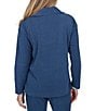 Ruby Rd. Petite Size Ribbed Knit Quarter Zip Mock Neck Long Sleeve Top - Image 5
