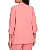 Color:Guava - Image 2 - Petite Size Shawl Lapel Collar 3/4 Roll-Tab Sleeve Open-Front Jacket